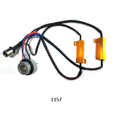 1157 LED resistor harness with dual gold resistors, color-coded wiring, and socket adapters to fix hyper-flash and LED signal errors