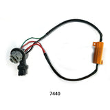 7440 LED resistor harness with pre-wired plug, heat sink resistor, and insulated wiring to fix hyper-flash and error codes in LED signal setups