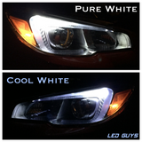Side-by-side comparison of Subaru WRX C-lights in pure white and cool white color temperatures.